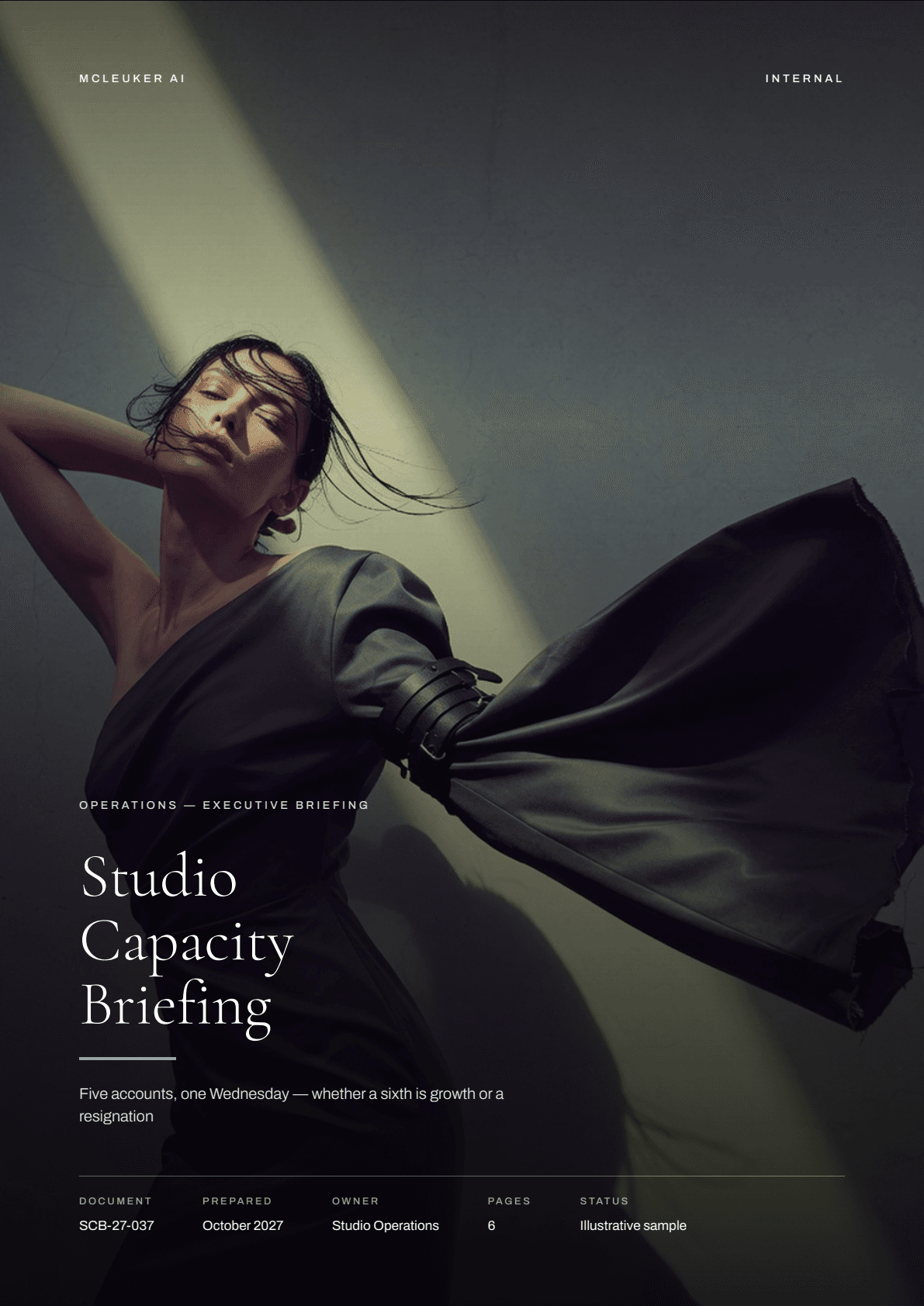 First page of Studio Capacity Briefing, a PDF the platform produced