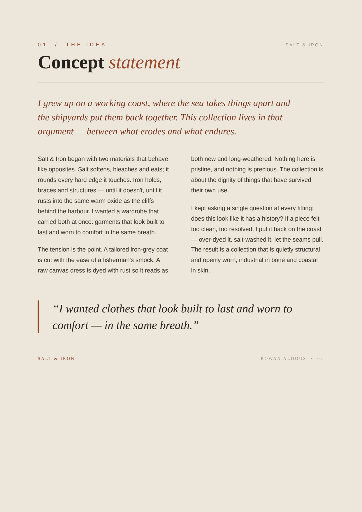 Page 2 of Salt & Iron - Graduate Collection Statement, a PDF the platform produced
