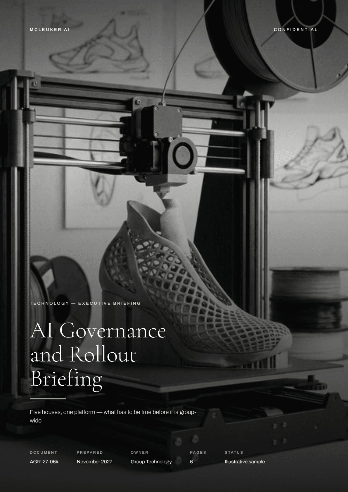 First page of AI Governance and Rollout Briefing, a PDF the platform produced