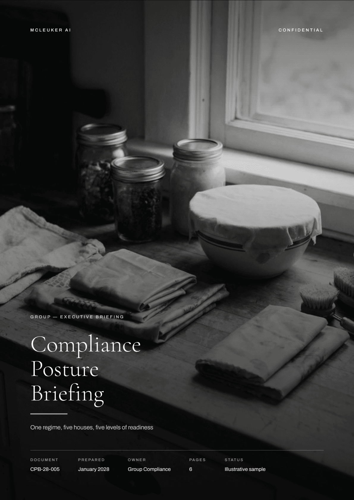 First page of Compliance Posture Briefing, a PDF the platform produced