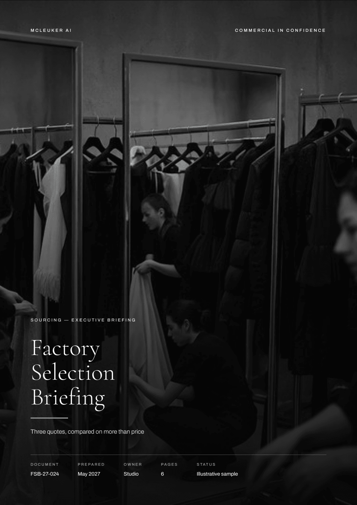 First page of Factory Selection Briefing, a PDF the platform produced