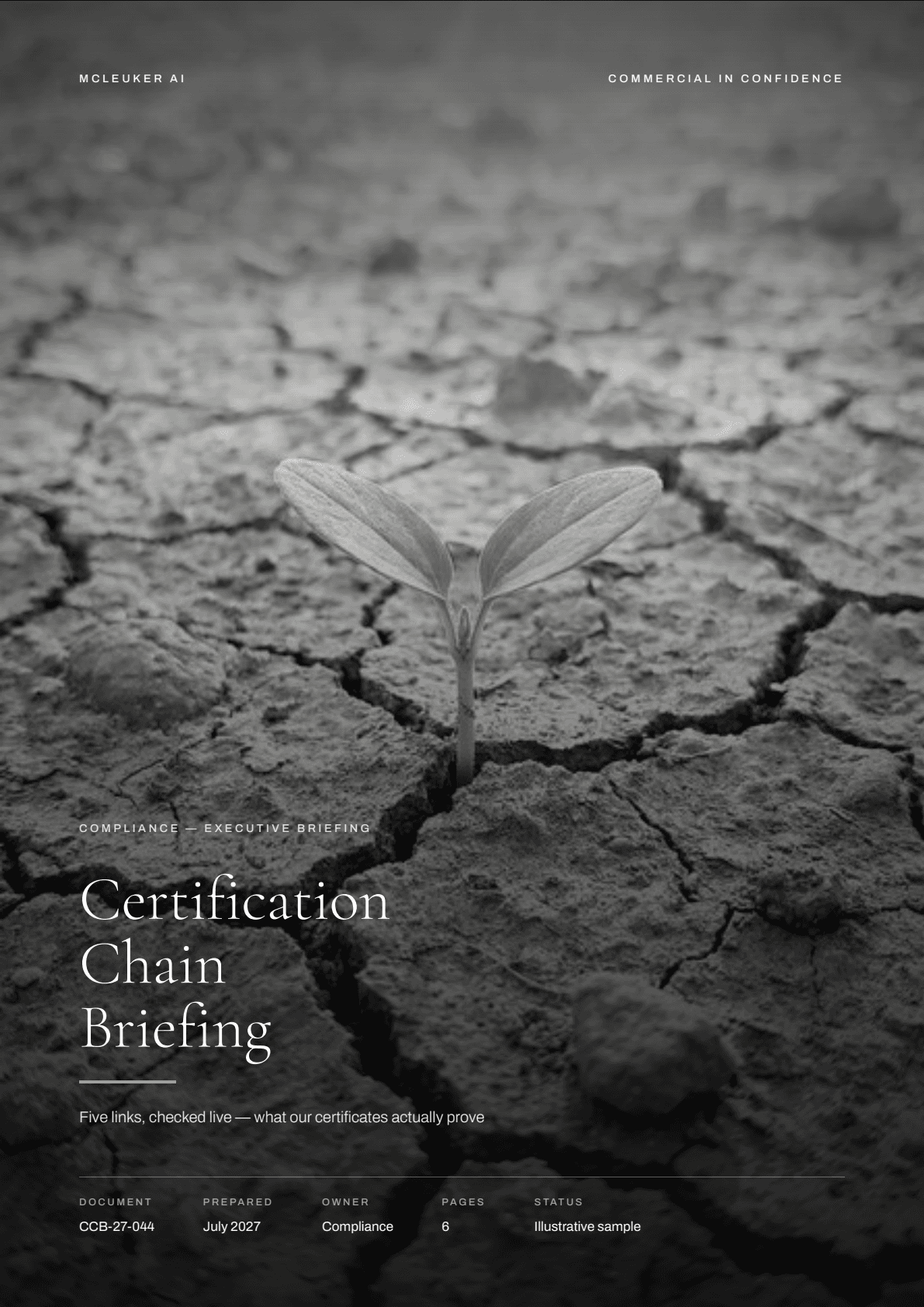 First page of Certification Chain Briefing, a PDF the platform produced