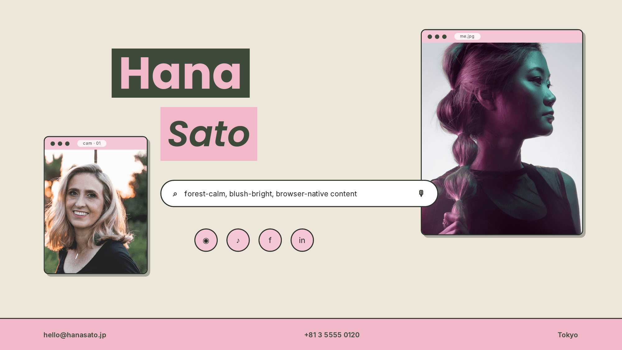 Hana Sato - Forest & Blush Browser, a portfolio produced by McLeuker AI