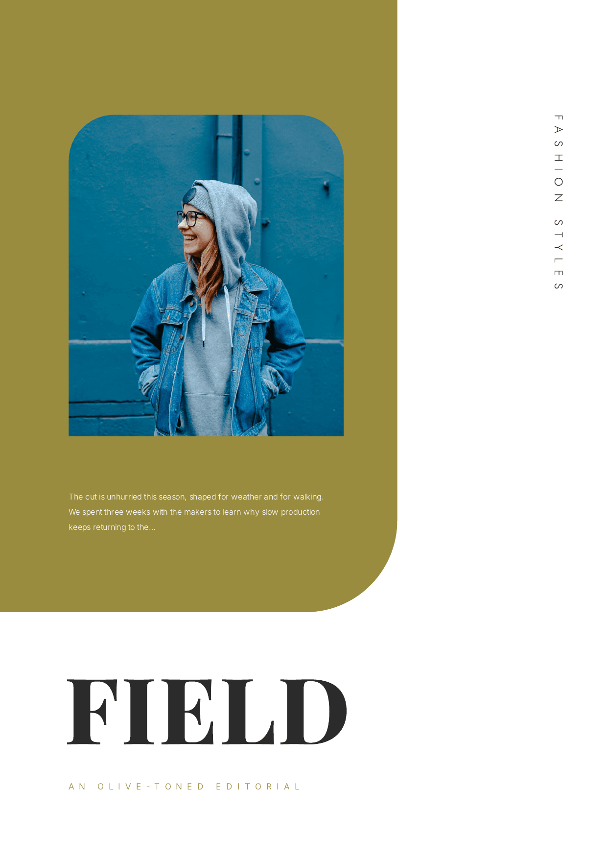 Page one of Field Notes - Olive Editorial Magazine, a real PDF the platform produced