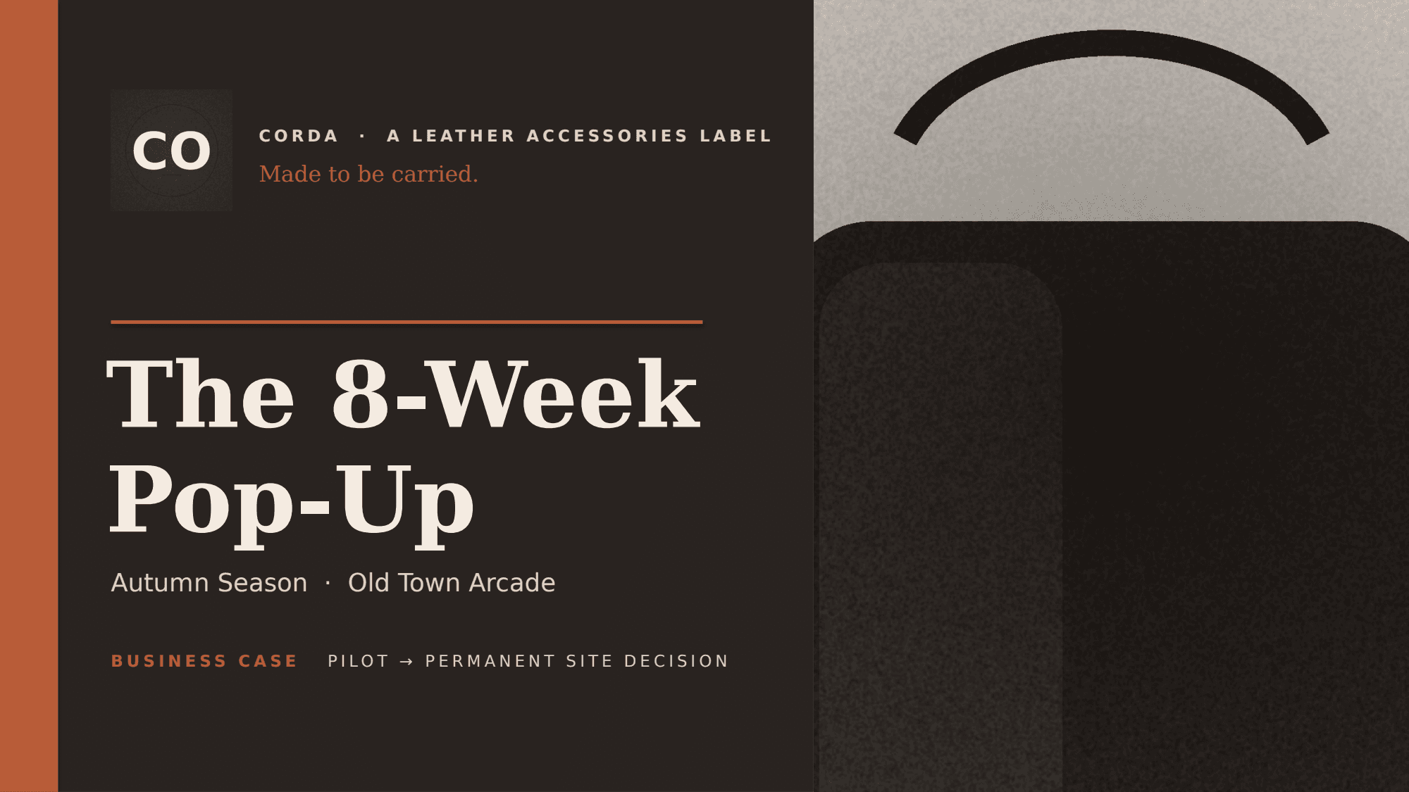 First page of CORDA - 8-Week Pop-Up Business Case, a Deck the platform produced
