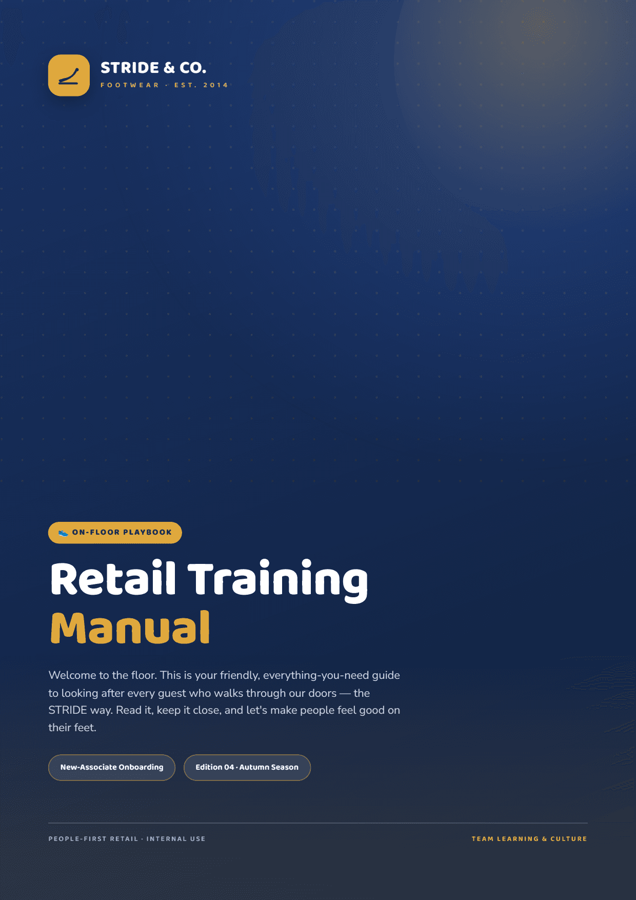 First page of STRIDE & CO. - Retail Training Manual, a PDF the platform produced