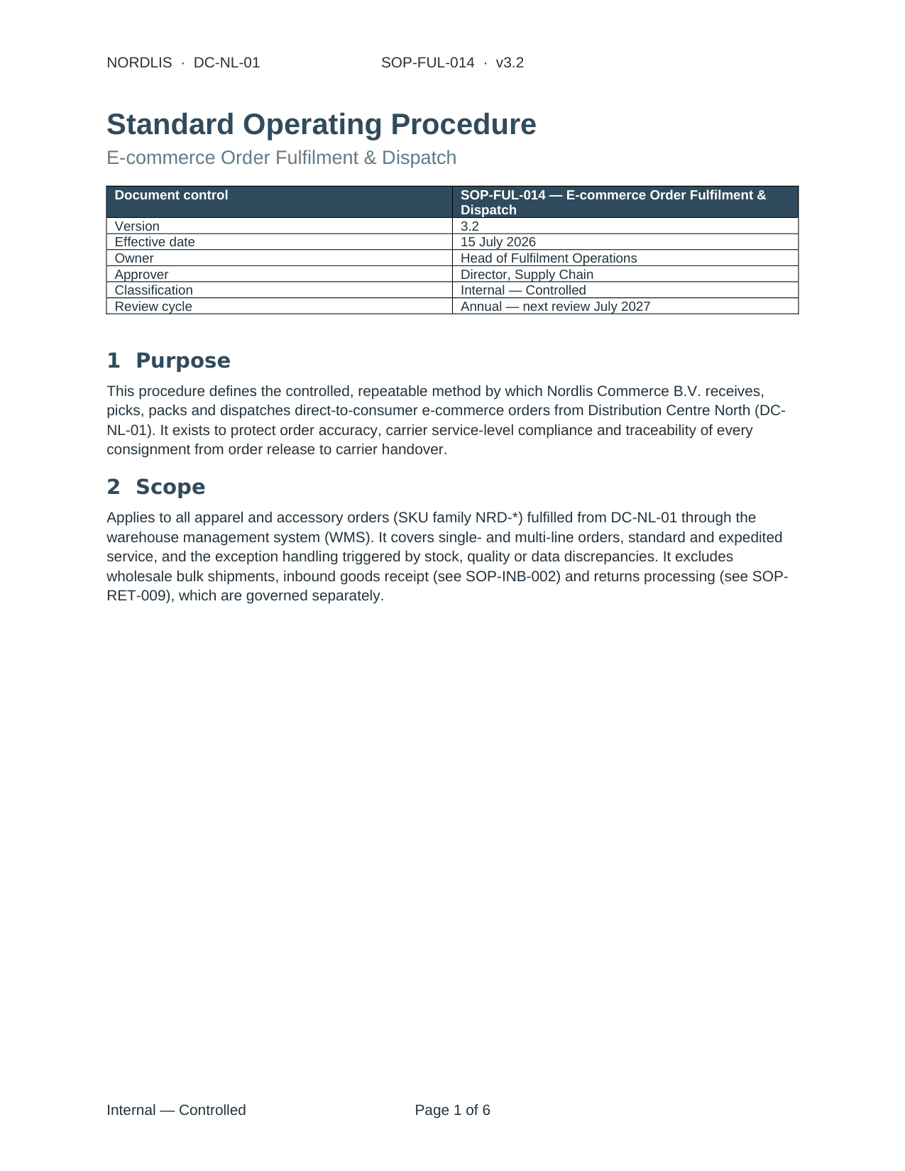 E-commerce Order Fulfilment & Dispatch SOP, a word produced by the platform