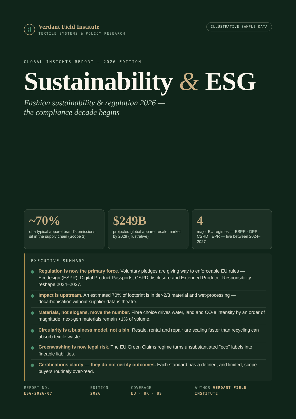Sustainability & ESG - page 1, produced by McLeuker AI