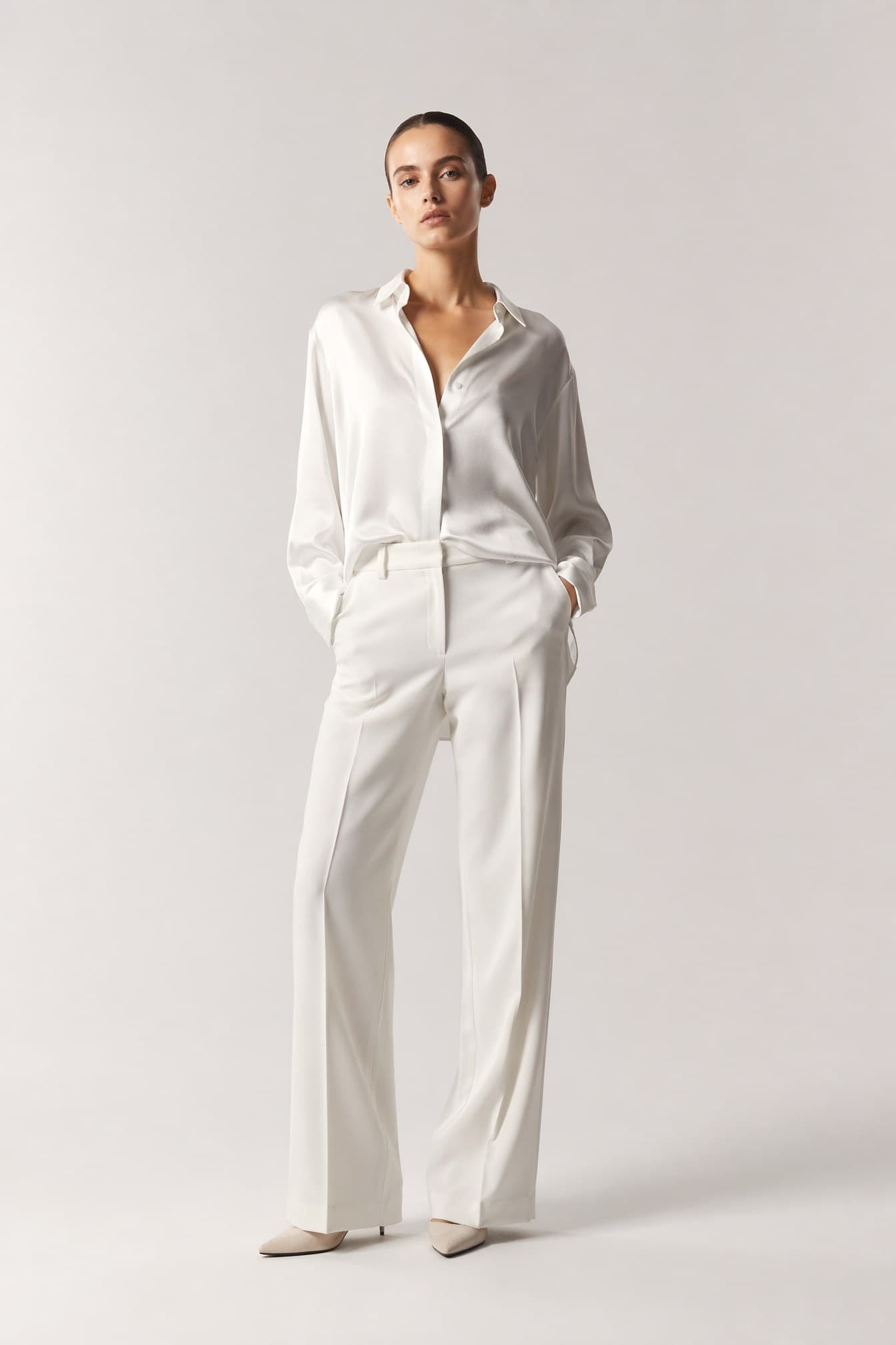 Dark hair · ivory silk