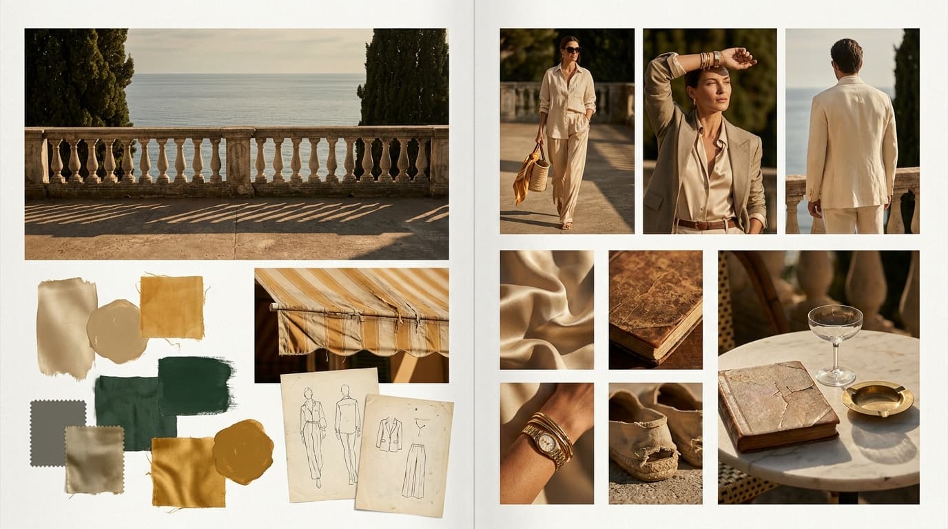 Gilded Hour - a resort concept moodboard generated by McLeuker AI