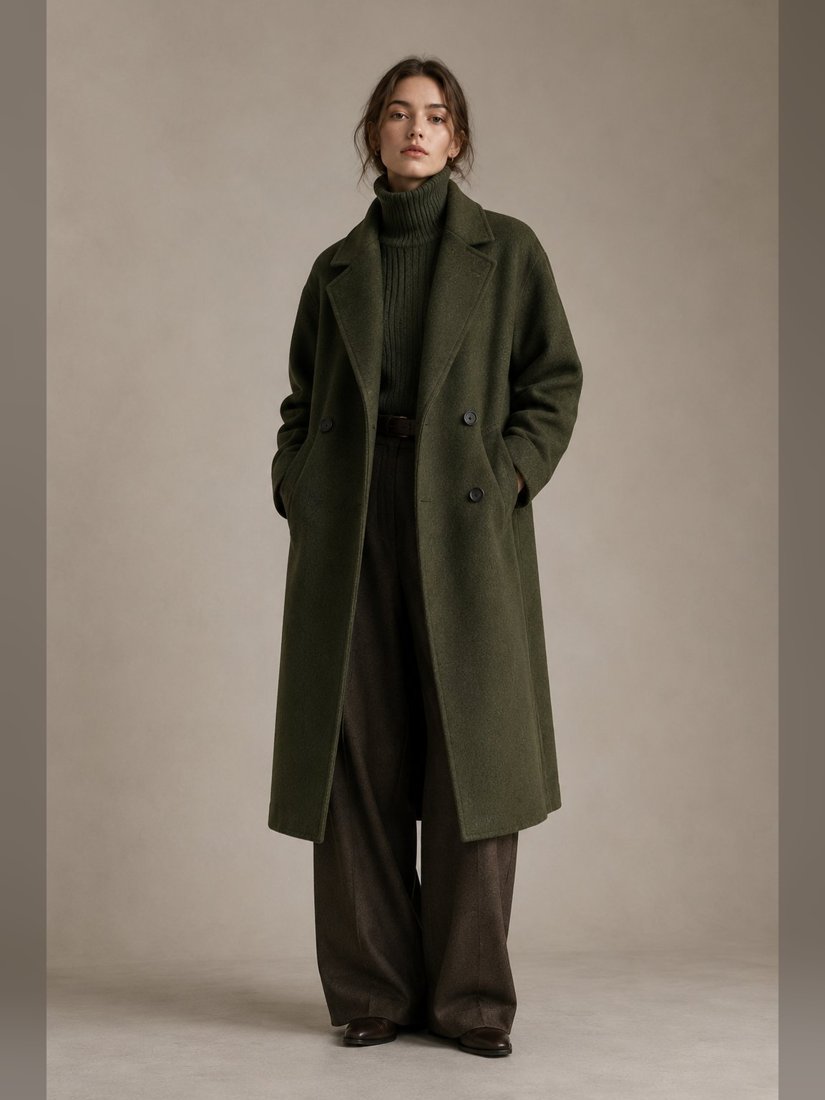 Coat styled as an e-commerce campaign image