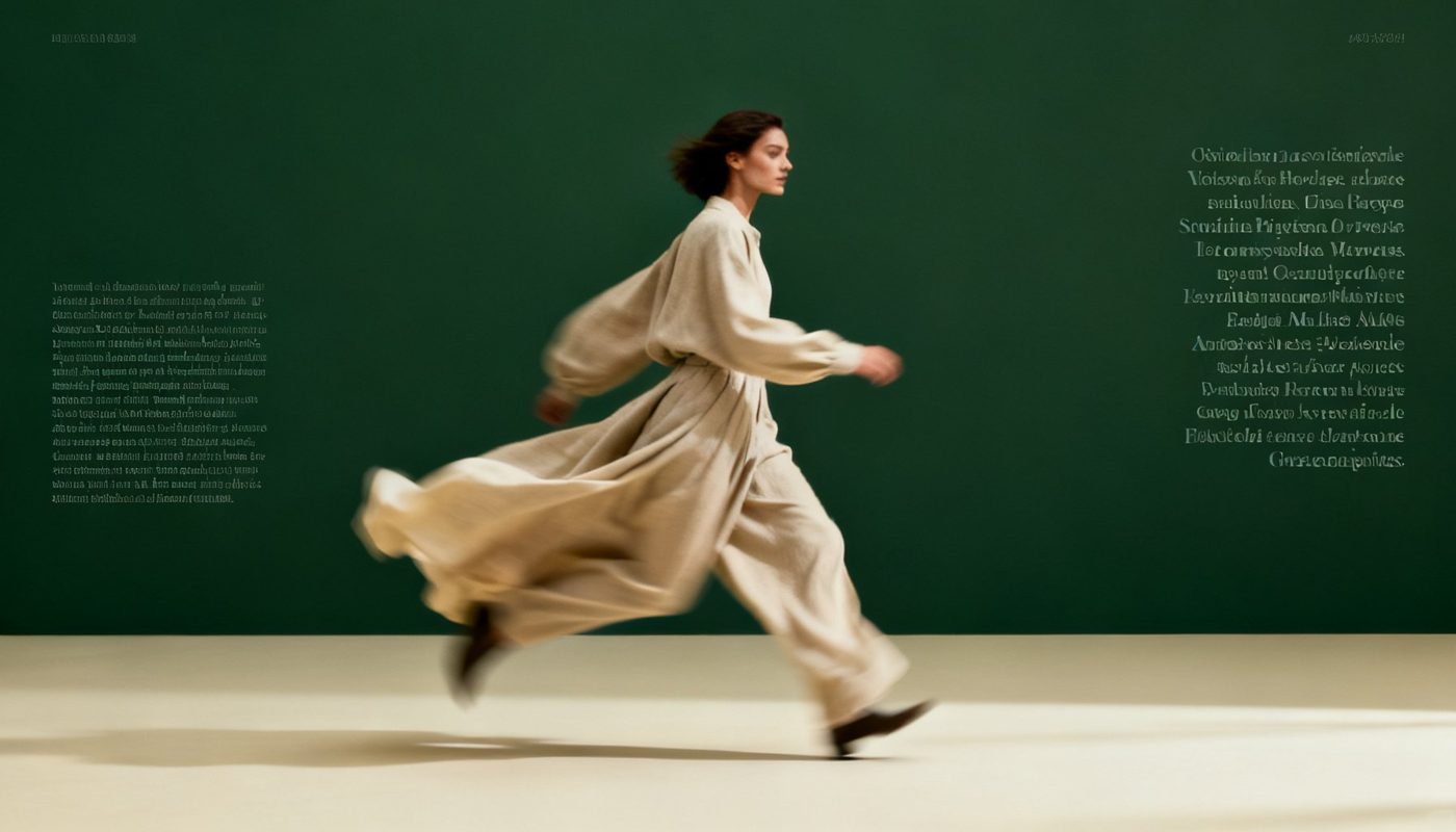 Model in motion against a green backdrop generated by McLeuker AI